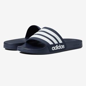 Adidas Navy and White Slide Sandals